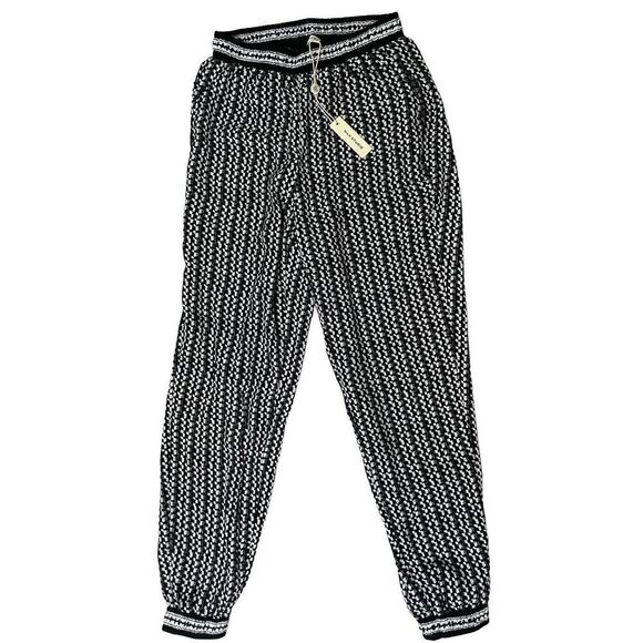 NWT Max Studio Elastic Geometric Black and White Pull‎ On Pants - Picture 1 of 6